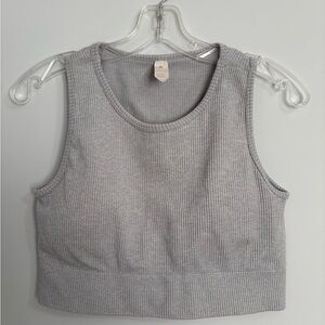 Yogalicious Gray Ribbed Crop Top Size Large